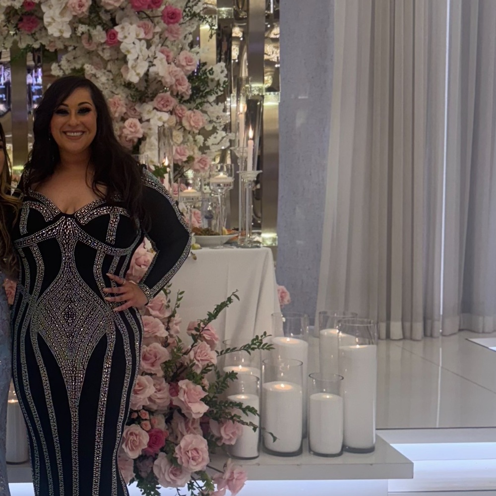 Elegant Black and Silver Evening Gown